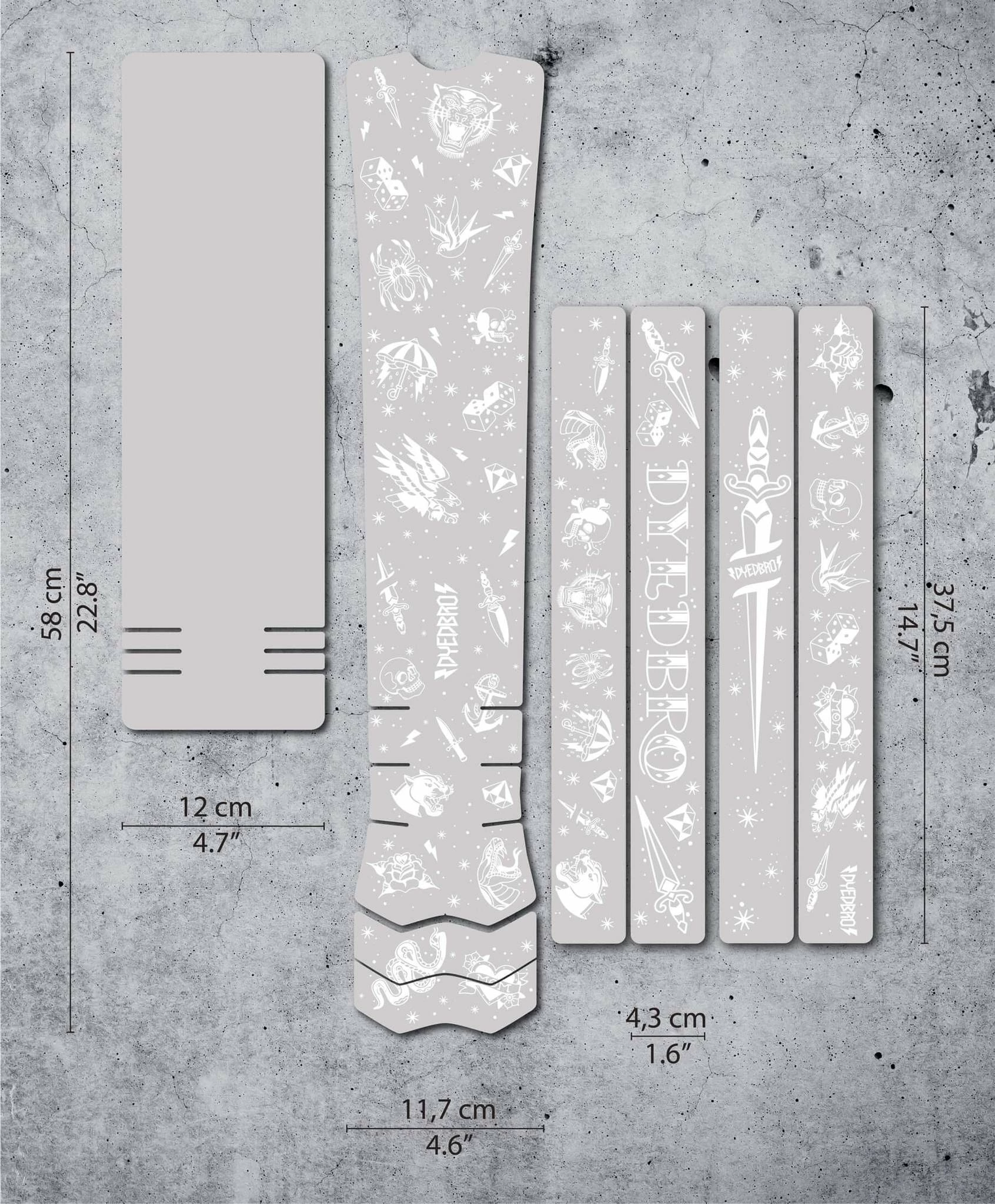 DyedBro Old School Tattoo Rammefolie Emtb Hvid – Mat 4 DyedBro Old School Tattoo Rammefolie Emtb Hvid – Mat - Billede 4