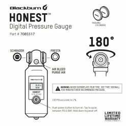 Blackburn Dæktryksmåler Honest Digital -Crankbrothers Salgsbutik blackburn honest digital pressure gauge 1 150psi 10bar presta schrader 267299 0001222 features